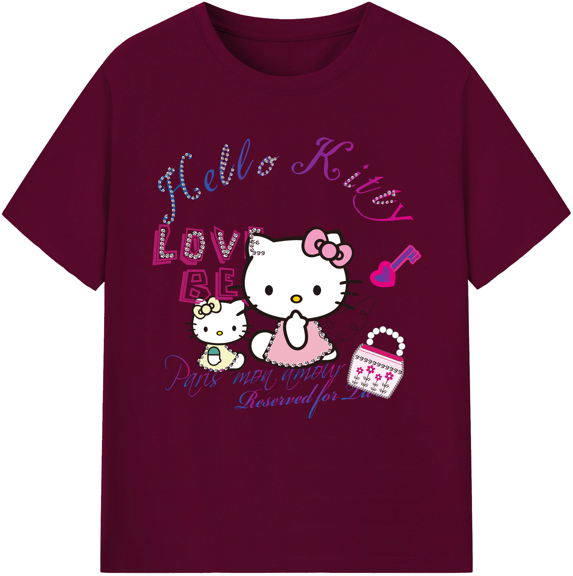 （画像用） Hello Kitty ハローキティ レディースカジュアルプリントTシャツ（綿100％）